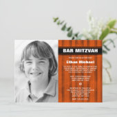 Orange Black Stripes Photo Bar Mitzvah Invitations (Debout devant)