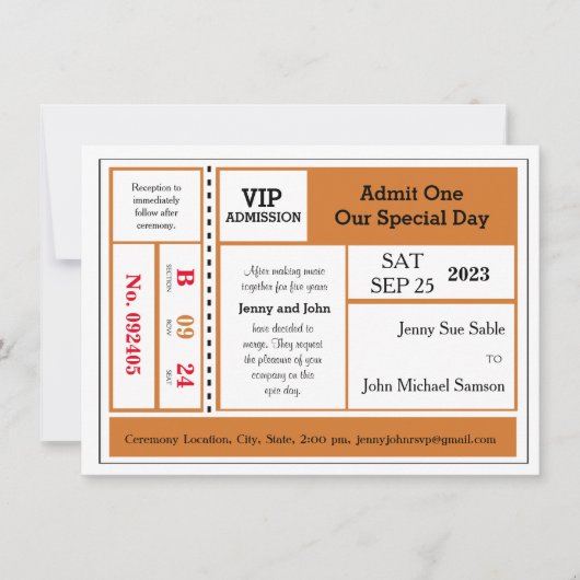 Orange Black Vintage Concert Invitation (Devant)