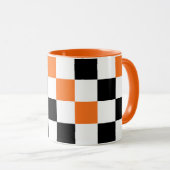 Orange Black White Checkered Pattern Design  Mok (Voorkant rechts)