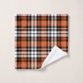Orange Black White Plaid Tartan Pattern Design (Gant de toilette)