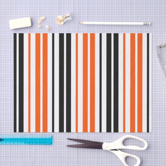 Orange Black White Stripes Pattern Design  Tissuepapier (Craft)