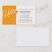 Orange & blanc bonjour parole citation carte de vi (Devant / Derrière)