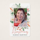 Orange Blanc Floral Photo Funérailles Cartes de pr (Devant)