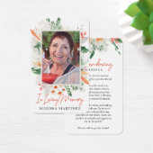 Orange Blanc Floral Photo Funérailles Cartes de pr (Bureau)