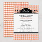 Orange & Blanc Houndstooth Baby Shower Invitations (Devant / Derrière)