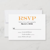 Orange Blanc Plaine Simple Mariage Cartes RSVP (Devant)