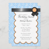 Orange & Bleu Damas Anniversaire Soiree Invitation (Devant / Derrière)