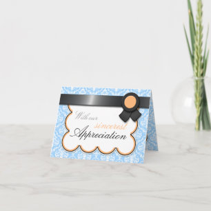 Orange & Bleu Damask Elegant Merci Cartes