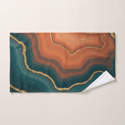Orange Bleu et Géode Or (Serviette à main)