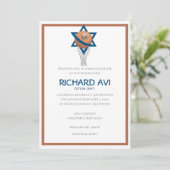 Orange bleu juif Basketball Bar Mitzvah invitation (Debout devant)