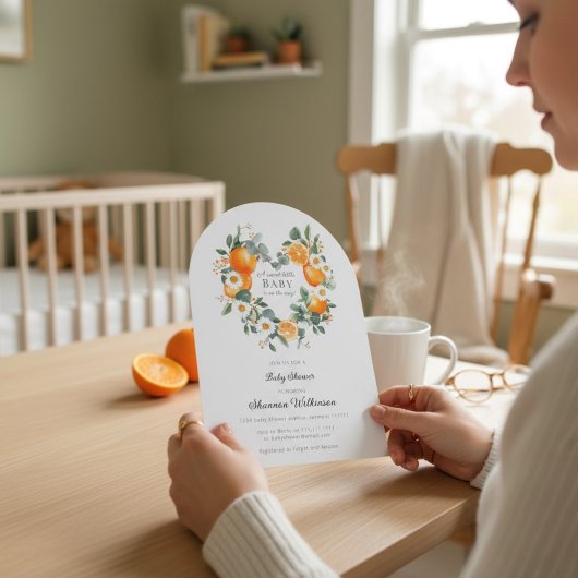 Orange Blossom Baby Shower Arch Invitation Kaart