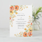 Orange Blossom Painterly Romance Wedding Kaart (Staand voorkant)