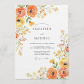 Orange Blossom Painterly Romance Wedding Kaart (Voorkant)