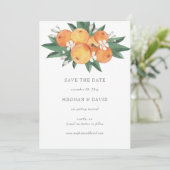 Orange Blossoms Citrus Botanical Save the Date  Aankondiging (Staand voorkant)