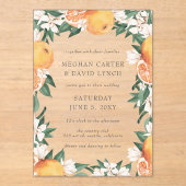 Orange Blossoms Citrus Botanical Wedding  Acryl Uitnodigingen (Voorkant)