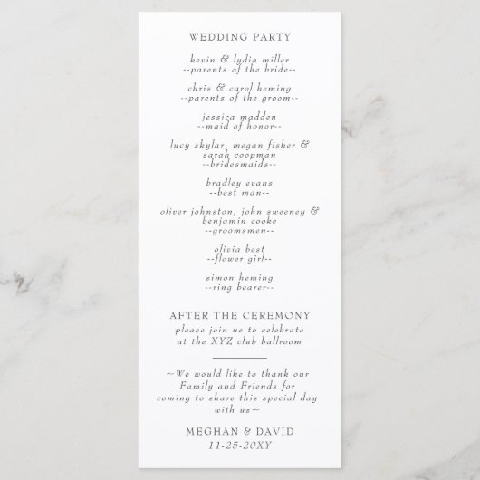 Orange Blossoms Citrus Botanical Wedding  Programma (Achterkant)