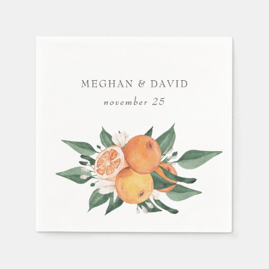 Orange Blossoms Citrus Botanical Wedding Servet (Voorkant)