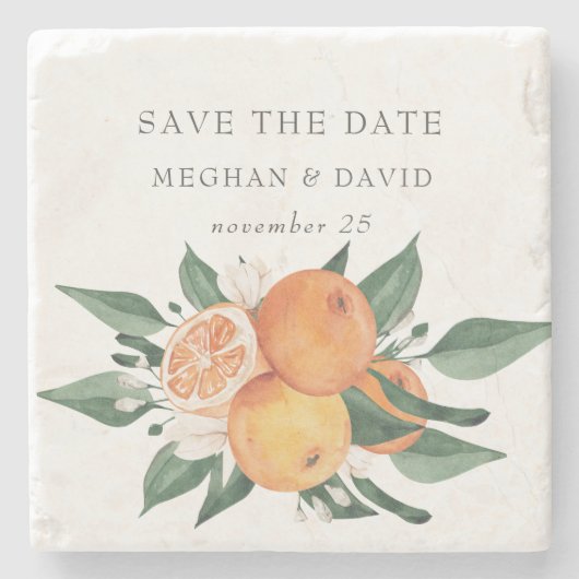 Orange Blossoms Citrus Botanical Wedding   Stenen Onderzetter (Voorkant)