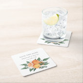 Orange Blossoms Citrus Botanical Wedding  Vierkante Kartonnen Onderzetter (Insitu)