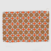 Orange, blue and white geometric patterned golfhanddoek (Horizontaal)