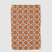 Orange, blue and white geometric patterned golfhanddoek (Voorkant)
