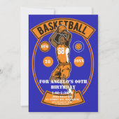 Orange Blue Basketball Invitations de fête d'anniv (Devant)