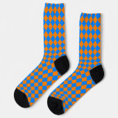 Orange Blue Checker Diamond Pattern Sokken (Links)