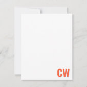 Orange Blue Retro Typography Monogram Initial Notitiekaartje (Voorkant)
