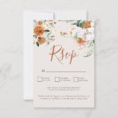 Orange Boho Automne Floral QR Code Mariage Carte R (Devant)