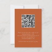 Orange Boho Automne Floral QR Code Mariage Carte R (Dos)