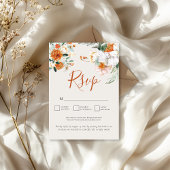 Orange Boho Automne Floral QR Code Mariage Carte R