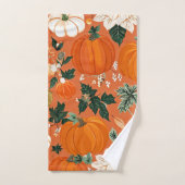 Orange Boho Citrouille Automne motif floral (Serviette à main)