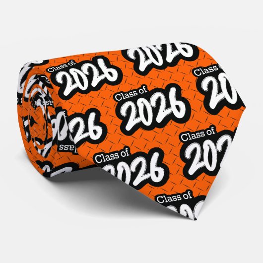 Orange Bold Brush Class of 2026 Cravate (Roulé)
