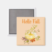 Orange Bonjour Automne Tons d'automne Magnet de cu (Recto/Verso)