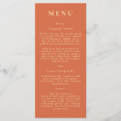 Orange Botanique Moderne Menu Mariage (Devant)