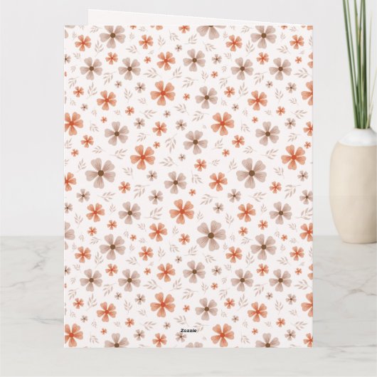 ORANGE BOW & ARCH FALL PUMPKIN FLOWERS BIRTHDAY KAART (Achterkant)