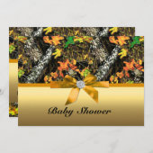 Orange Bow Camo Invitation du Baby shower (Devant / Derrière)