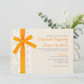 Orange Bow & Lace Wedding Invitations (Debout devant)