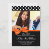 Orange Bow Polka Dot Faire-part d'obtention d'un d (Devant)