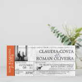 Orange Brésil Mariage Boarding Pass Invitation (Debout devant)