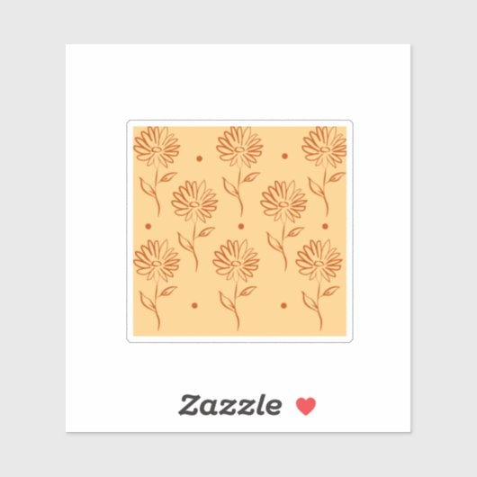 Orange Brown Flower Outline Pattern Sticker (Vel)