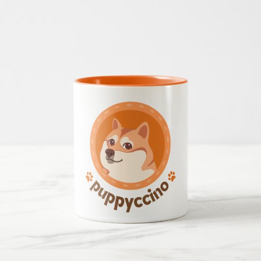 Orange Brown mignonne chiot illustration Mug (Centre)