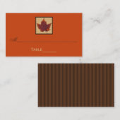 Orange Brown rayé Feuille d'automne Cartes de plac (Devant / Derrière)