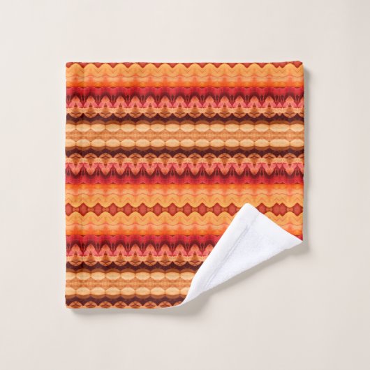 Orange Brown rétro rayé (Gant de toilette)