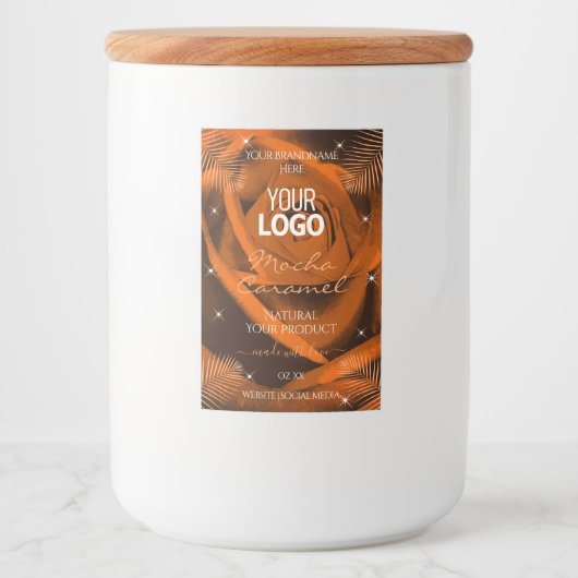 Orange Brown Rose Palm Feuille Produit Étiquettes  (Devant)