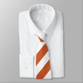 Orange brûlé et Cravate blanche à rayures diagonal (Attaché)