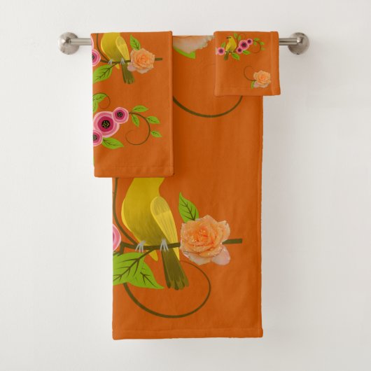 Orange brûlé - Oiseau et Rose jaune (En situation)