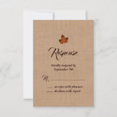 Orange Burlap Maple Leaf RSVP (Devant)
