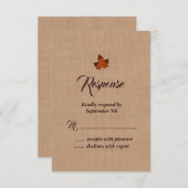 Orange Burlap Maple Leaf RSVP (Devant / Derrière)