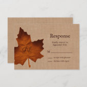 Orange Burlap Monogramme RSVP (Devant / Derrière)